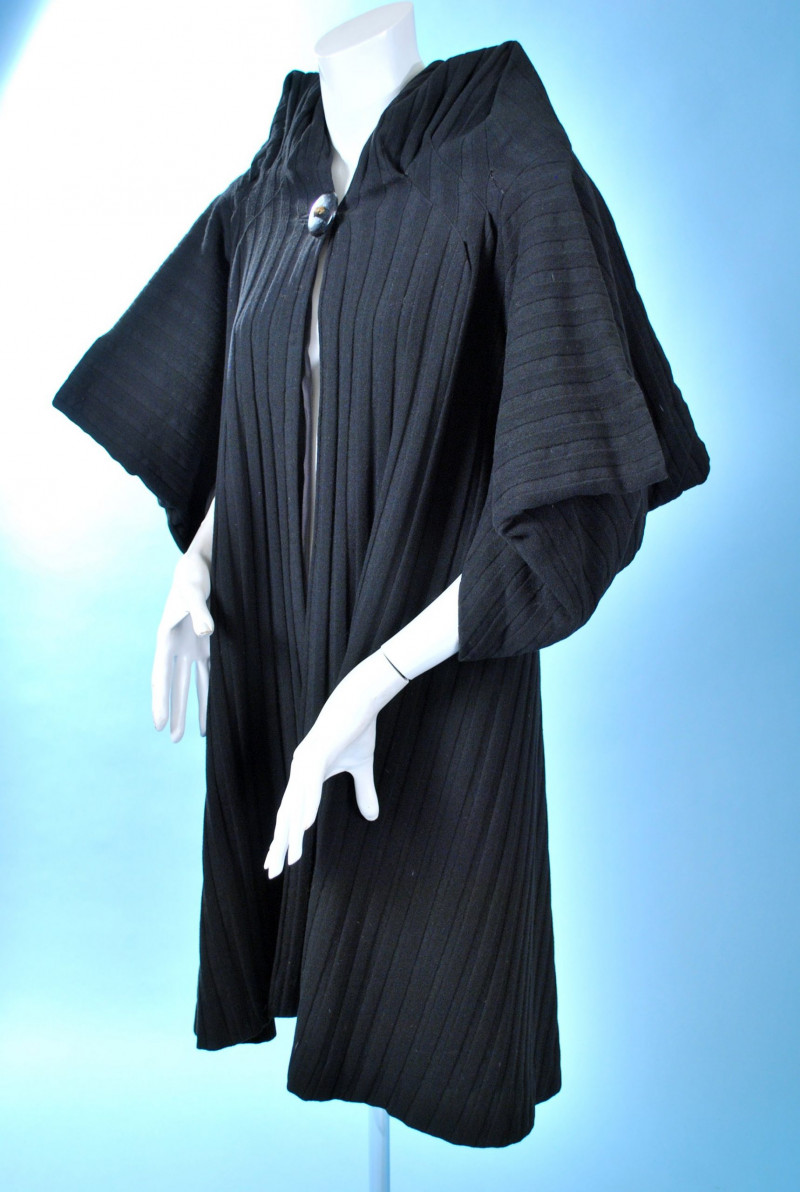Vintage 1930s Black Ribbed Wool Bias Cut Coat Unlabelled Couture - Image 8