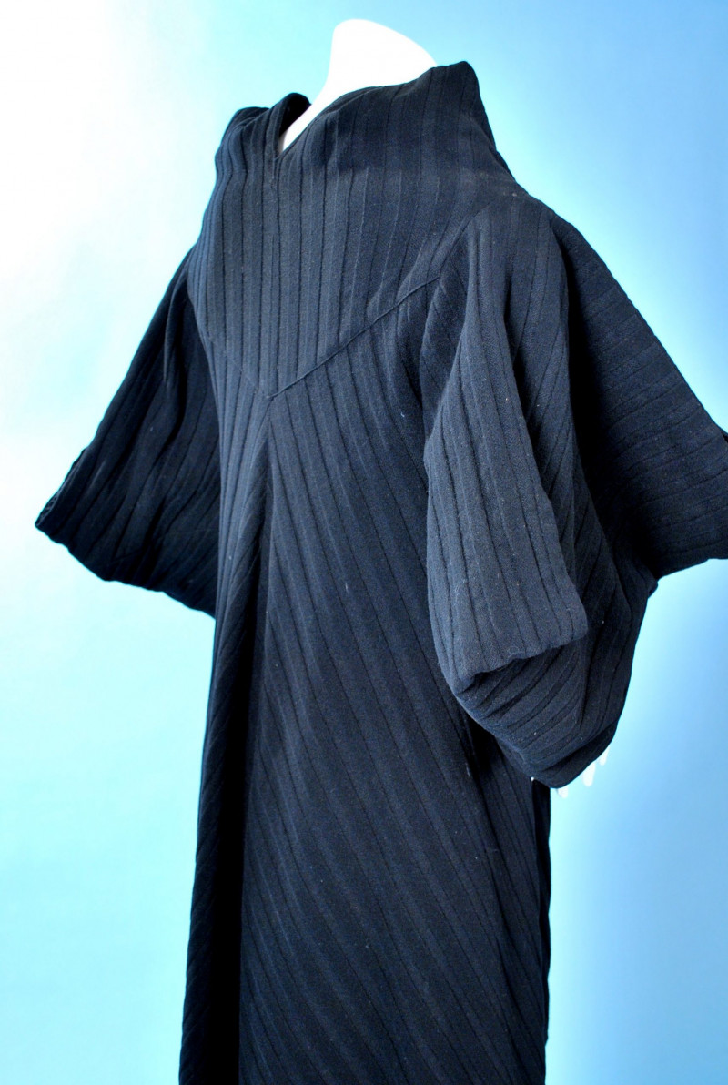 Vintage 1930s Black Ribbed Wool Bias Cut Coat Unlabelled Couture - Image 5