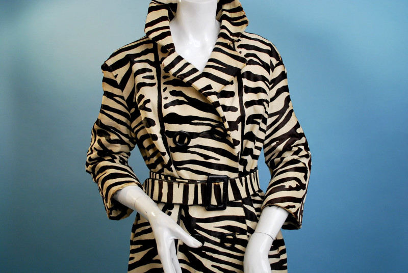 Vintage 1960s Fabulous Graphic Zebra Design Fur Coat with Mr. Fred Label - Image 2