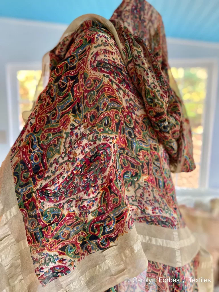 Liberty of London Silk Chiffon Ribbon Weave Paisley Shawl c. 1900-1920