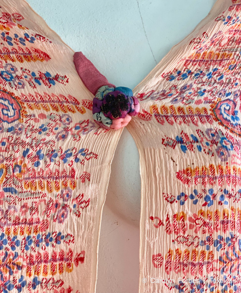 Liberty of London Paisley Printed Rose Pink Silk Damask Shawl Art Textile c. 1900 - Image 11