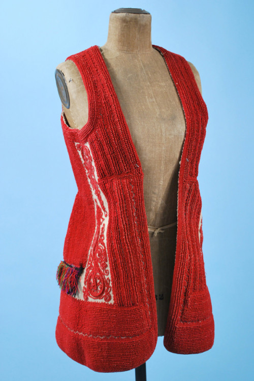 Antique 19th Century Macedonian Wool Dense Knotted Embroidered Traditional Vest