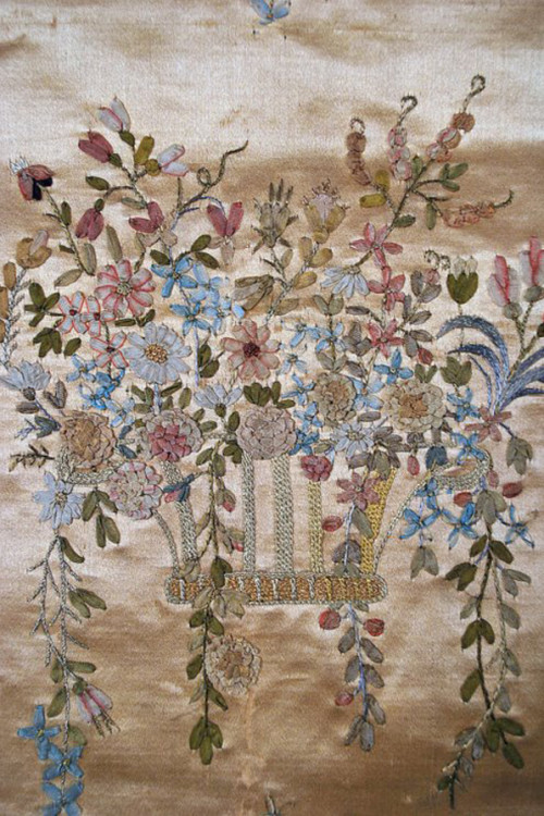 Antique 19th Century Delicate Hand Done Ribbonwork Panel