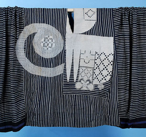 Vintage Indigo Cotton Stripe Baba Riga Nigerian Robe