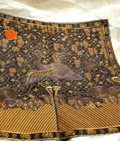 Antique Chinese Golden Couched Civil Rank Badge Silver Pheasant