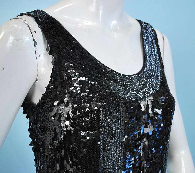Vintage Dazzling Blue and Black Sequin Party DressSOLD – CAROLYN FORBES ...