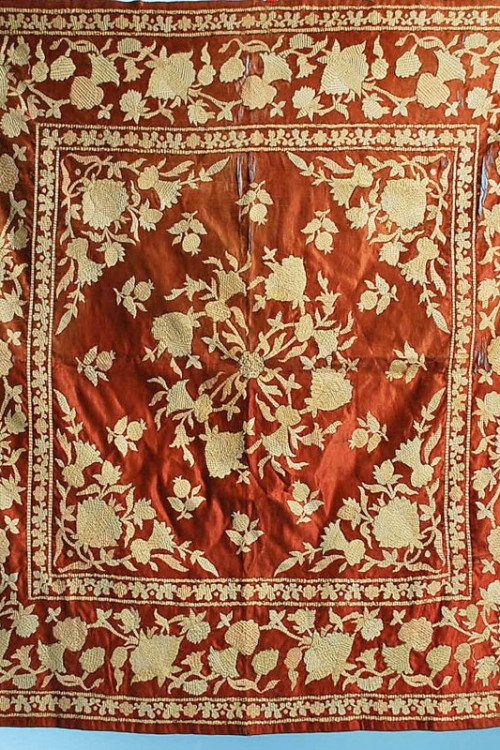 19thc Rare Early Indo-Portugese Goa Embroidered Panel