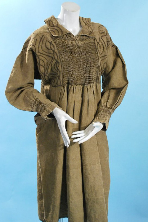 Early English Moss Green Linen Shepherd Or Workwear Smock