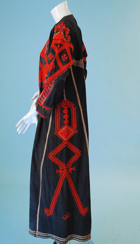 Antique Syrian Black Embroidered Ladies Long Caftan GownSOLD – CAROLYN ...